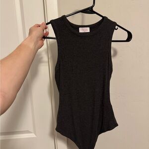 Pink Lily Charcoal Sleeveless Bodysuit